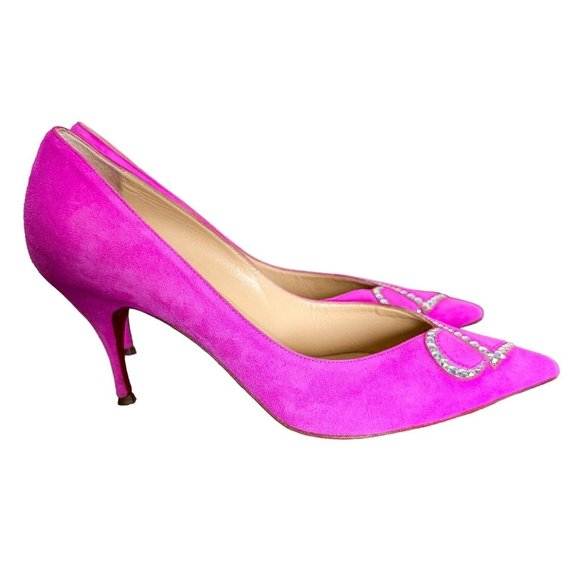 Christian Louboutin Fuchsia Heels with Sparkling Accents - Picture 6 of 16